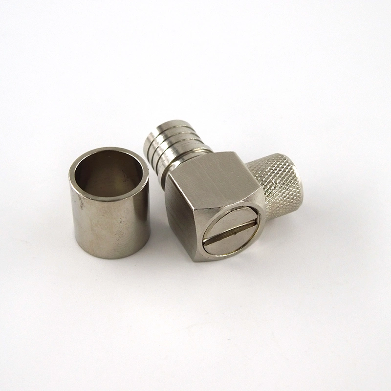 RF Coaxial Qma Male Plug Right Angle Crimp Connector for LMR400 Cable