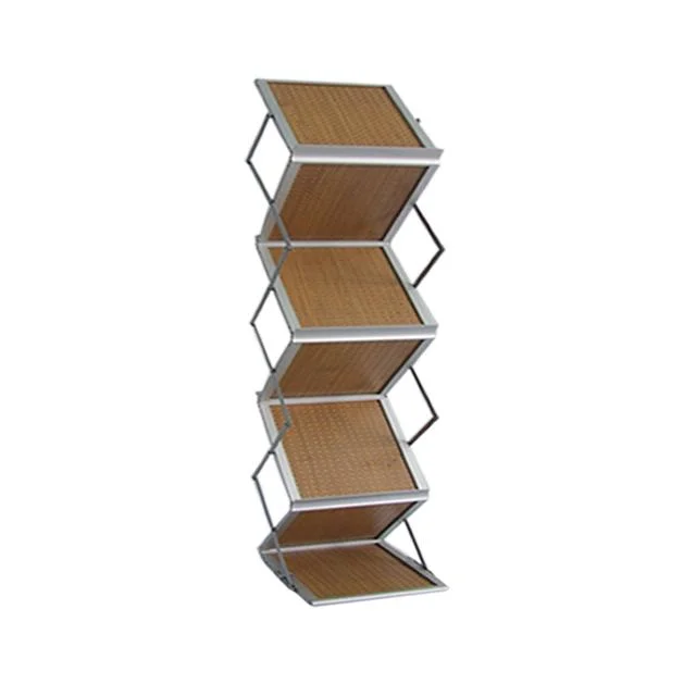 Floor Standing Foldable Wood Panel Magazine Display Rack