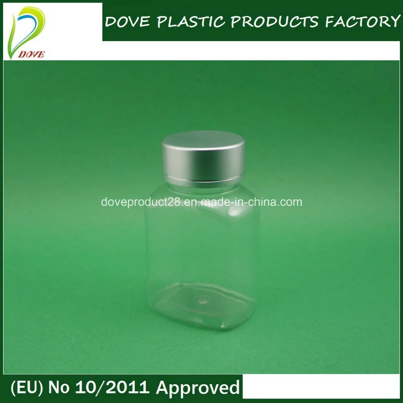 80ml Aluminium Cap Pet Clear Tablet Bottle