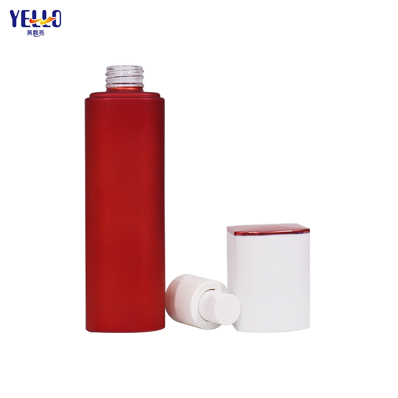 Factory Customized Eco Empty Red Frosted Glass Lotion Pump Bottles and Cream Jar Packaging