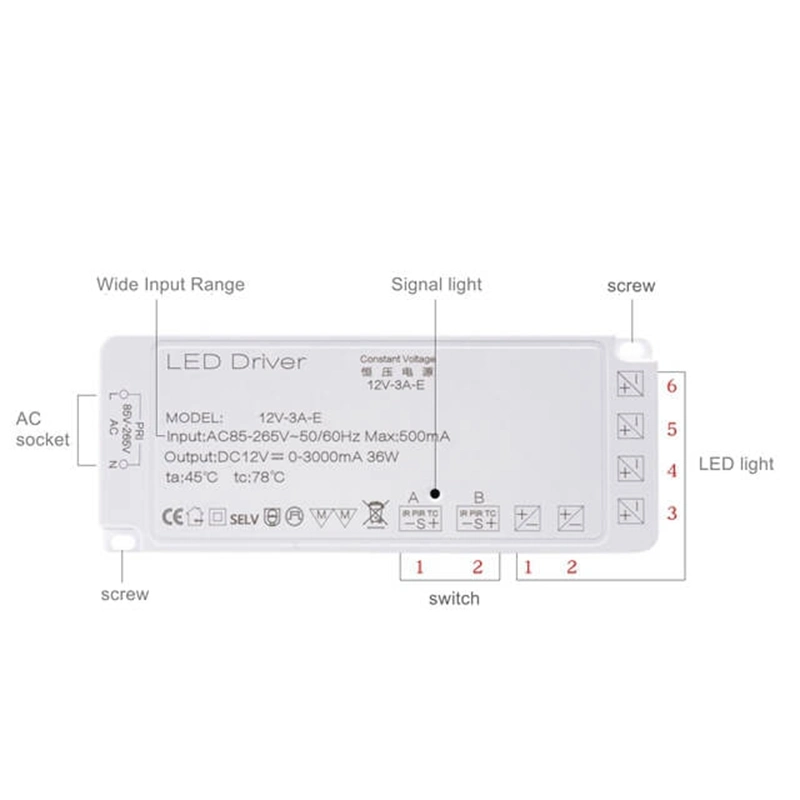 LED à courant constant de transformateur AC/DC Alimentation de Puissance de commutation 12V 15W 30W 60W pour armoire de driver de LED lumière