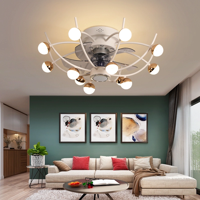 Intelligent LED Ceiling Fan Lamp Remote Contro Lighting Chandelier