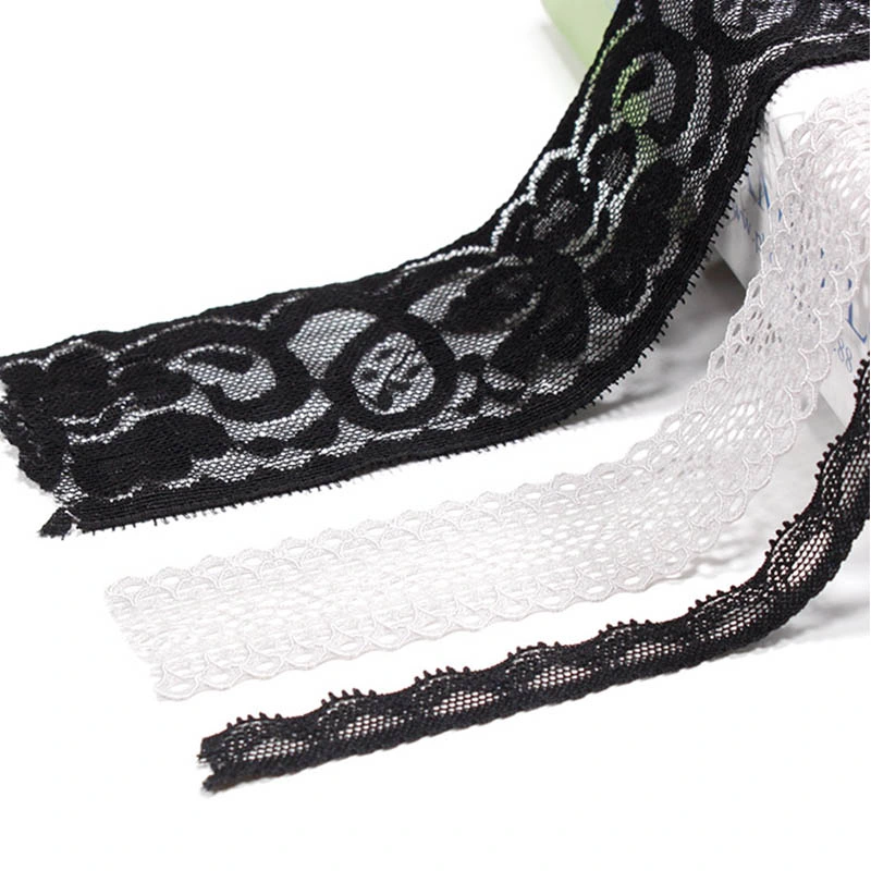 Nylon Delicate Fancy Flower Spandex Stretch Lace Trim Elastic Lace Fabric for Women Bra Dress