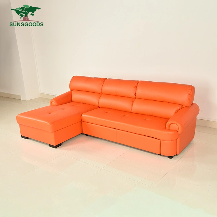 Orange Modern Sofa Design Elegance Leather Fabric Sofa Producer Living Room Sofa Bed