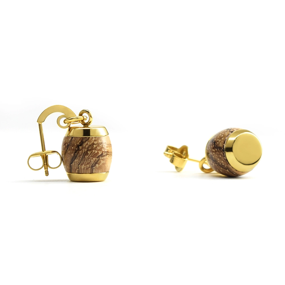 Wholesale/Supplier Jewelry 316L Gold Stainless Steel with Zebra Wood Earrings Woman Gift