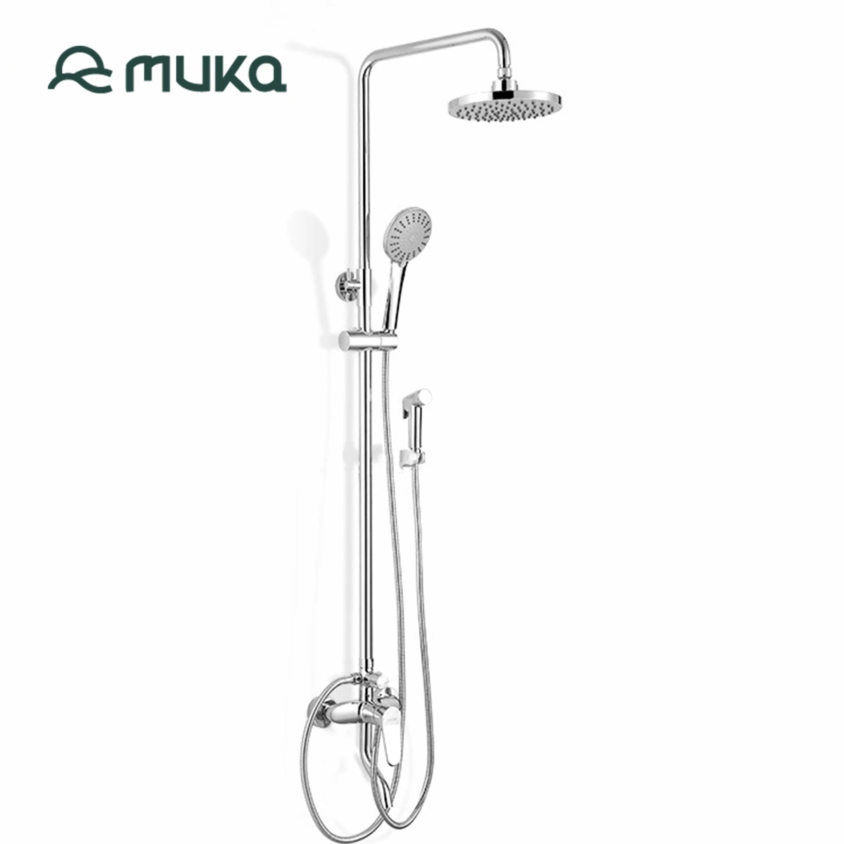 Bathroom Wall Mounted Stainless Steel Waterfall Chrome Shower Set with Top Shower, Handheld Shower and Spray Gun