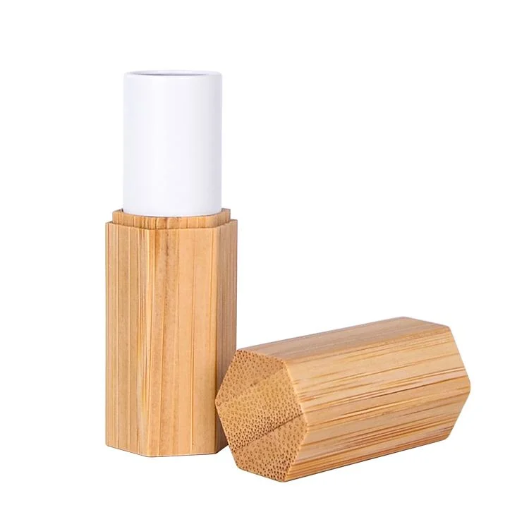 Buço de luxo Bamboo Cosmetic Tube Lip Balm recipiente Bamboo Beauty batom Embalagem de parafuso de plástico para tubos vazia Natural 15 g 25-30 dias