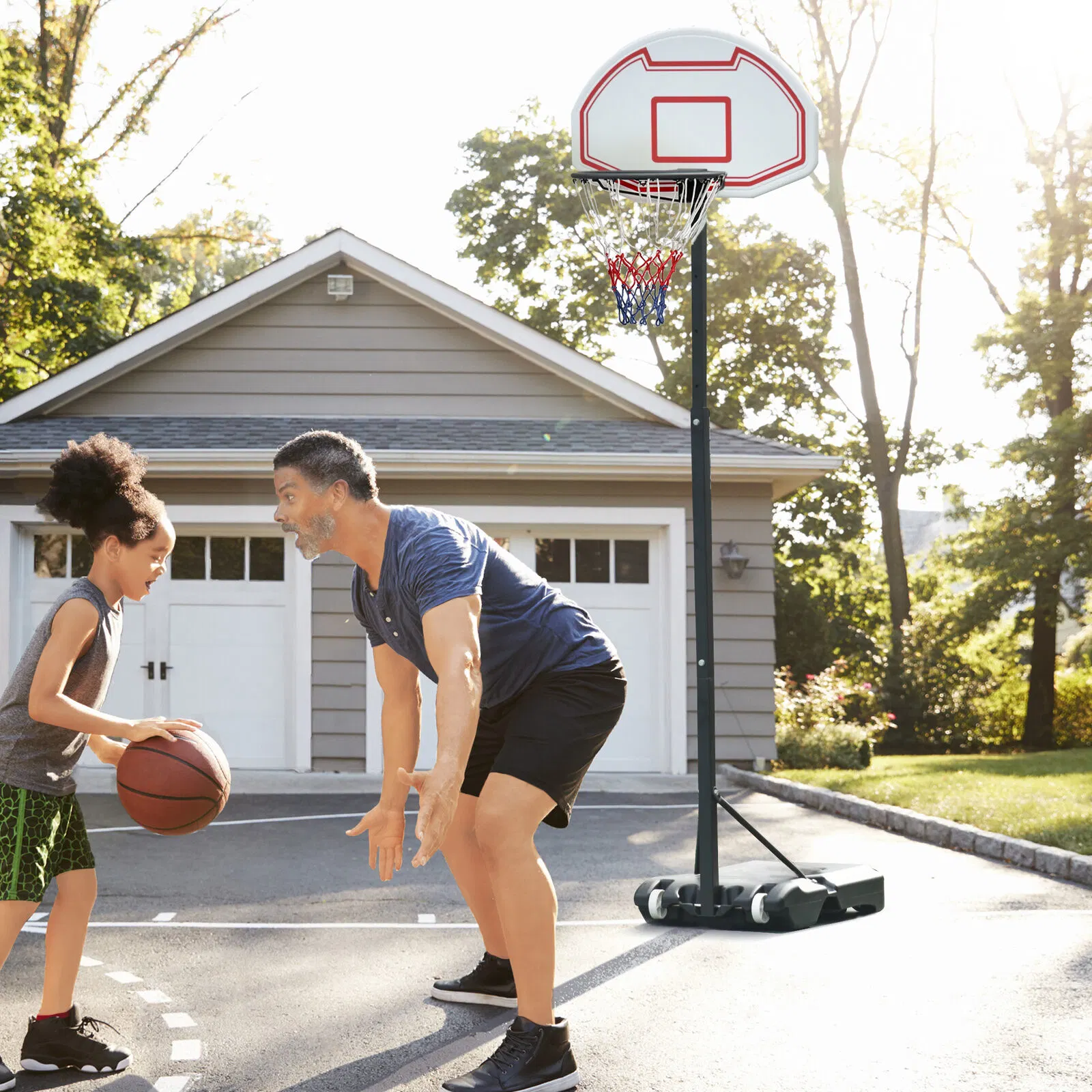 Conjunto de arco de basquetebol de alta qualidade ajustável, altura de 2.35 a 3,05 m.