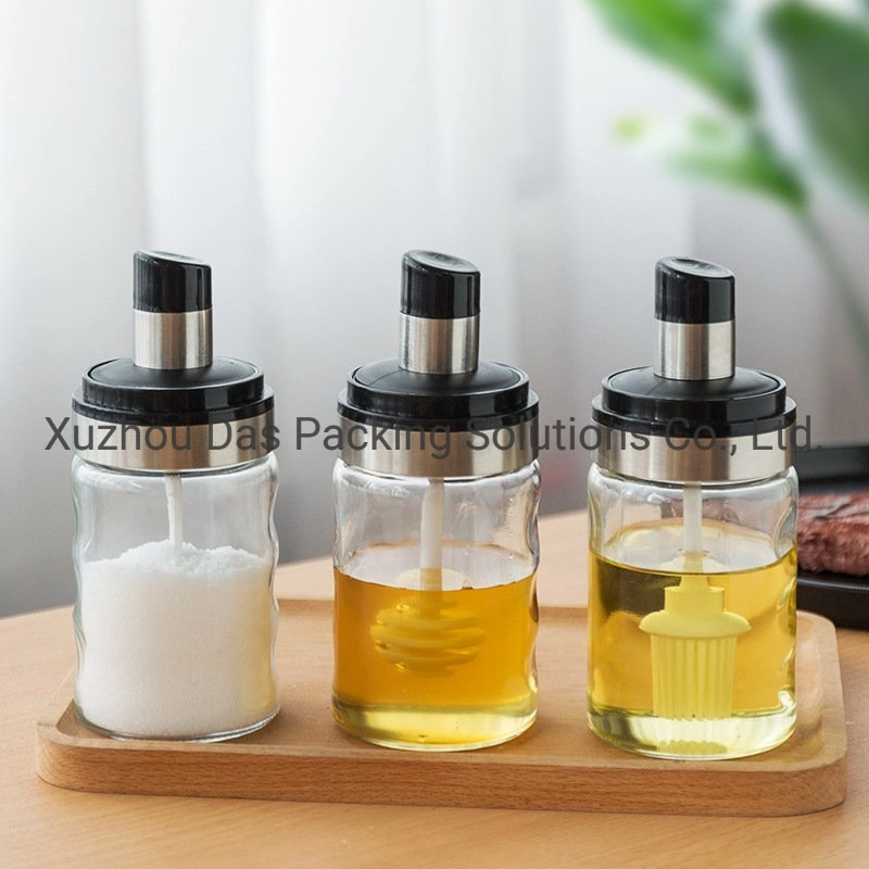 Wholesale 250ml Transparent Empty Custom Kitchen Spice Storage Honey Oil Glass Jar Set