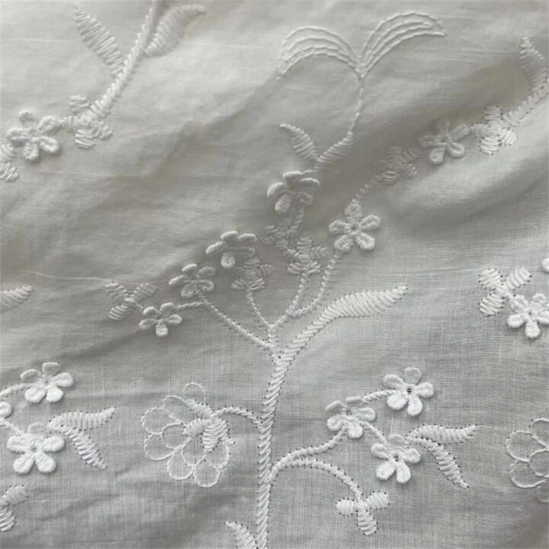 Latest Design Embroidery Lace Textile Ivory Home Curtain Decoration Cotton Fabric