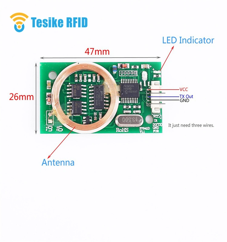 125kHz 13.56MHz módulo lector de RFID con fuente de alimentación 5V UART