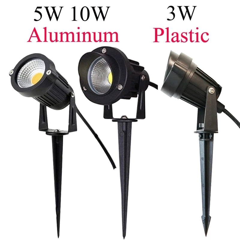 LED COB Garden Lighting 3W 5W 10W Outdoor Spike Lawn Lamp Waterproof Lighting LED Light Garden Path Spotlights AC110V 220V DC12V