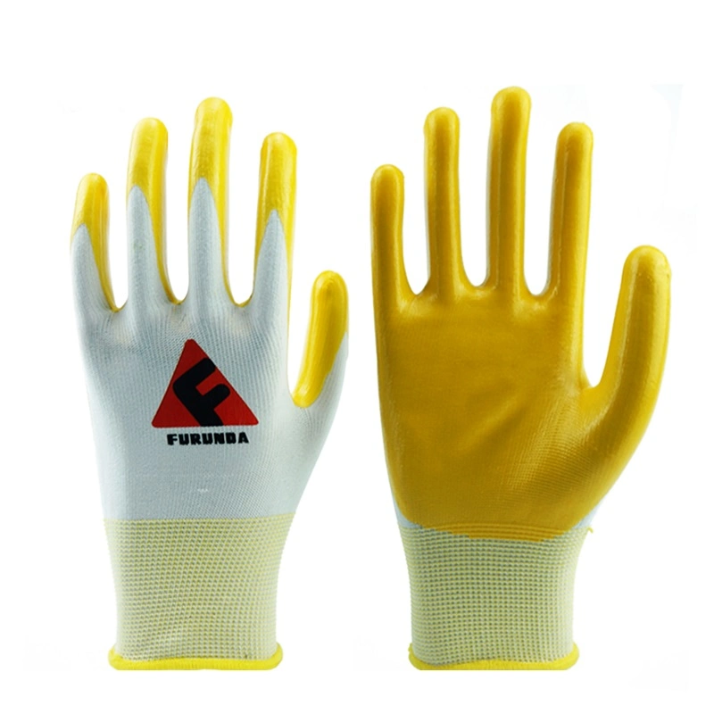 En388 Nitrile Coated Safety Work Gloves for Gardening Household