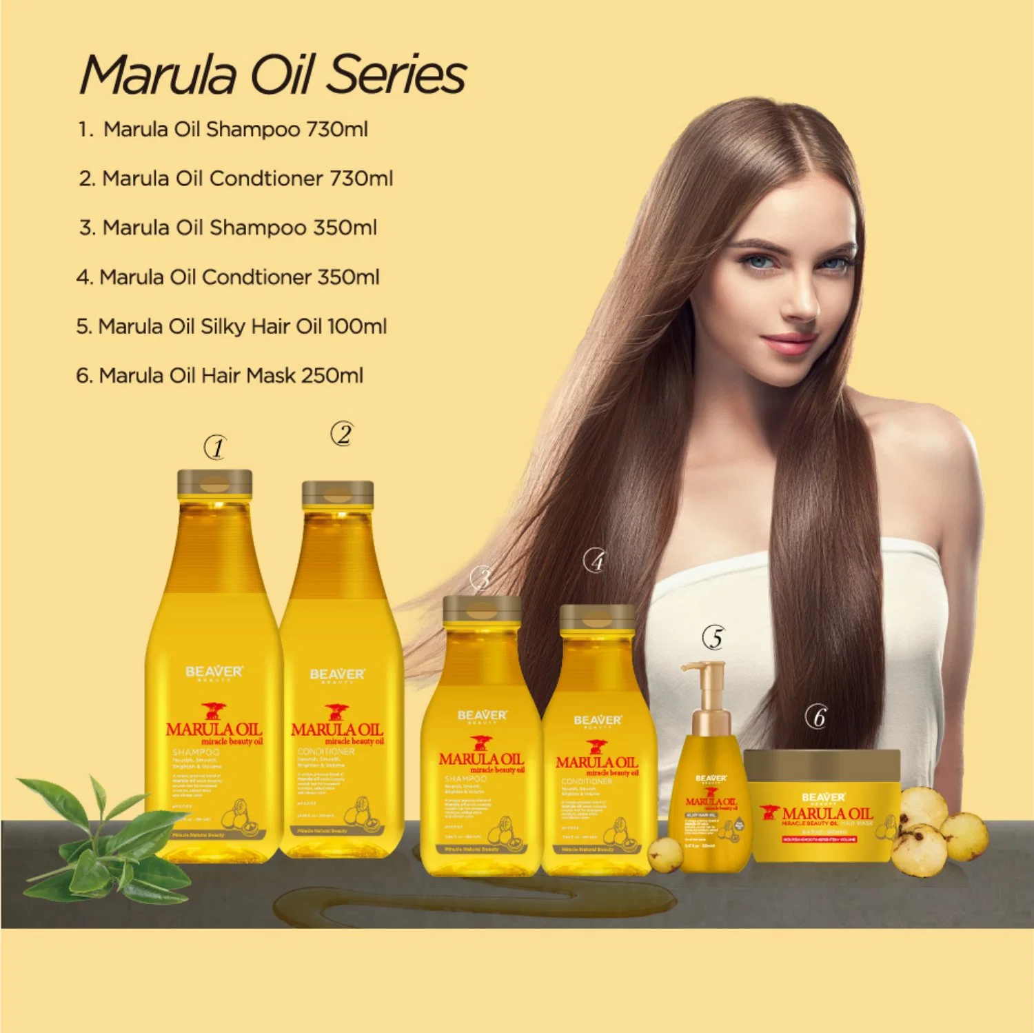 Beaver Marula Oil Hair Shampoo and Conditioner Set