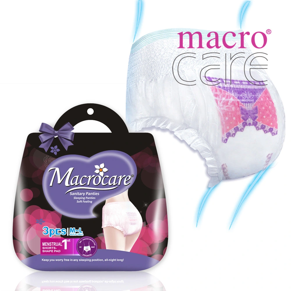 Desechables Macrocare mujer ropa interior de la seguridad período menstrual desechables blandas y Pantalones Ropa Interior Menstrual damas