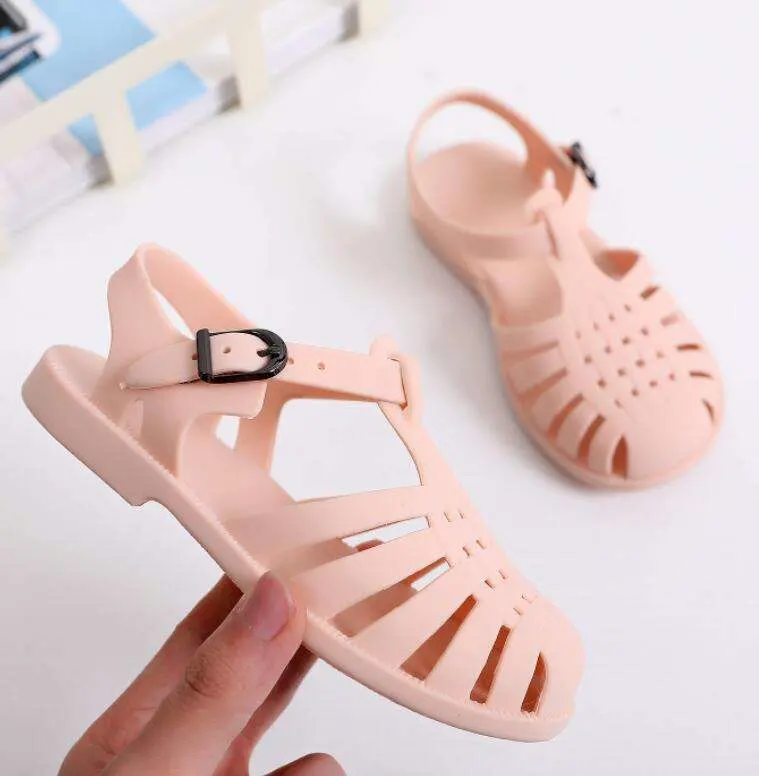 2023 New Summer Toddler Girls TPU Non-Slip Flat Jelly Sandals Sandalia Children&prime; S Soft Bottom Baby Kids Sandals Jelly Shoes