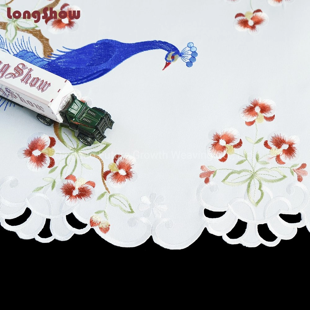 Wholesale/Supplier Chinese Style Blue Peacock Pattern Cutwork Embroidery Whole Set Tablecloth