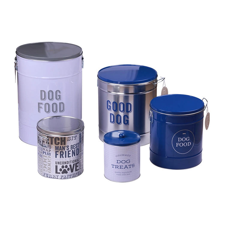 Hotsale Custom Printed Pet Food Storage Containers Tin Box with Handle