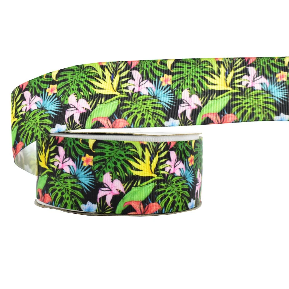 Factory Fashion Flamingo Tropic Grosgrain Printed Ribbon Printed Recycled Custom Ribbon for Hair Bow Accessories Decoration