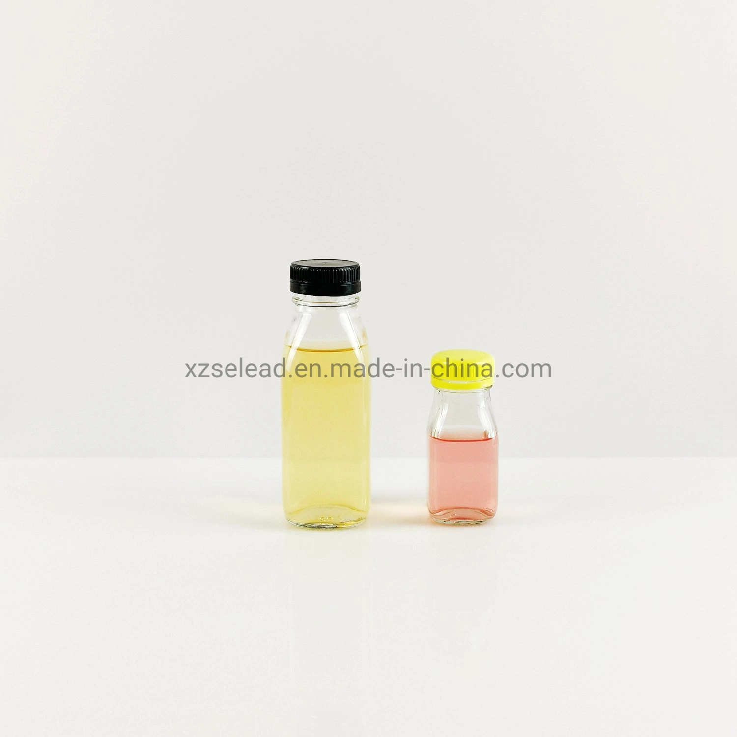 French Square Cold Pressed Milk Glass Bottle with Plastic Safety Cap