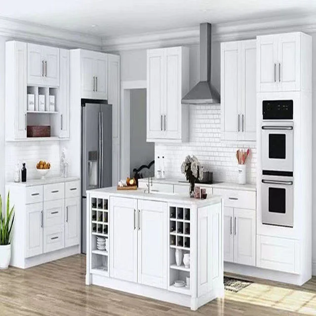 White Shaker Island Furniture with Complete Modern Kitchen Designs