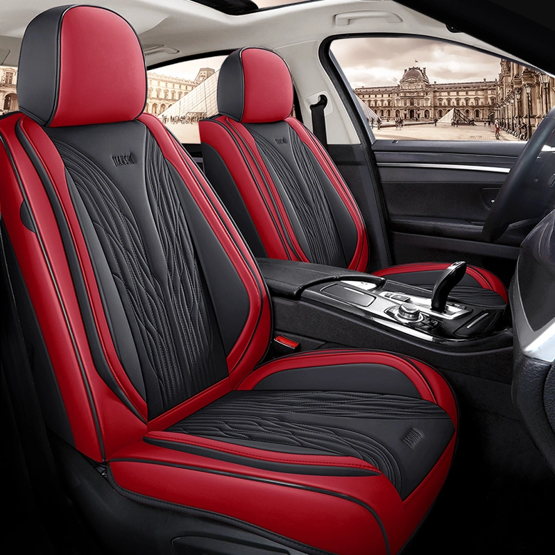 اكسسوارات السيارات ديكور السيارة وسادة مقعد Luxuryseat عالية النهاية الجلد الأسود العام غطاء المقعد الأوتوماتيكي للسيارة
