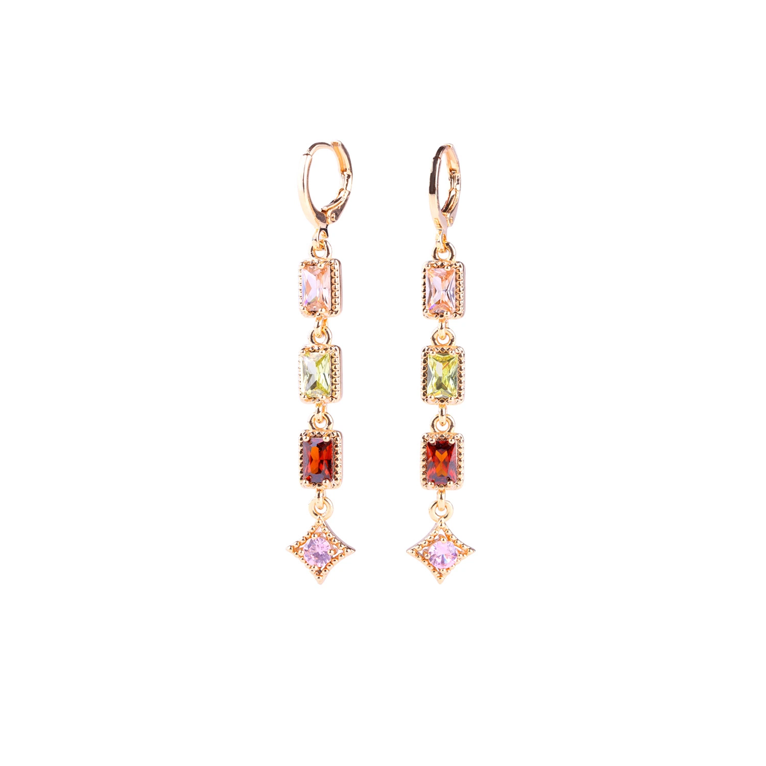 Los nuevos diseños chapado en oro 18K CZ Bisutería Drop Earrings para niñas