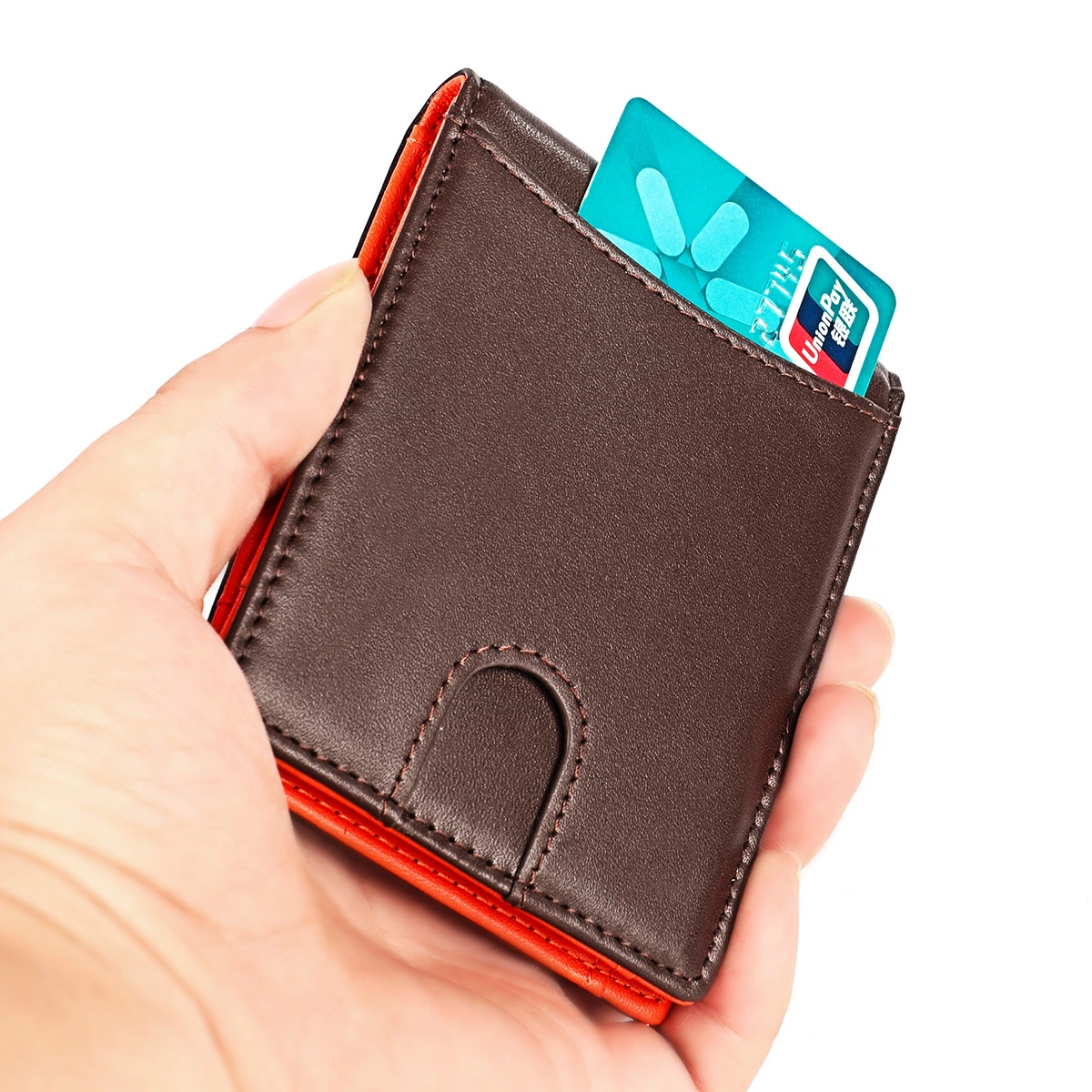 Portefeuille en métal ultra mince minimaliste détenteur de carte de blocage de la RFID, aluminium, Portefeuille de l'argent clip en fibre de carbone