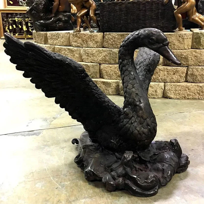 Bronze antique Animal Metal Craft Bronze Flying Geese Goose on Sculpture de main