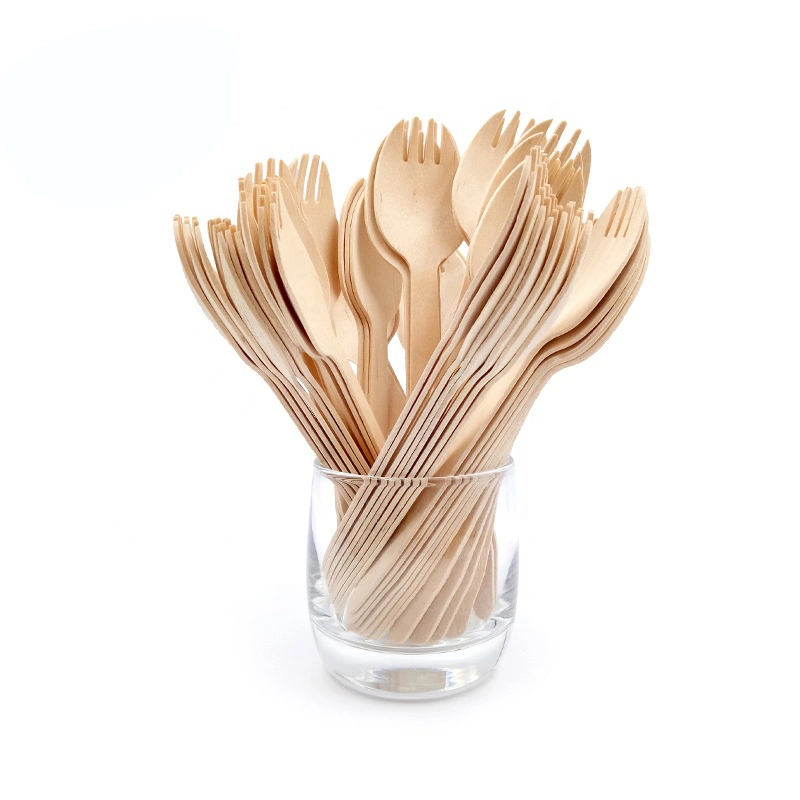 Factory Wholesale/Supplier Biodegradable 6.3 Inch Eco-Friendly Disposable Birch Wood Wooden Cutlery Spork Tableware