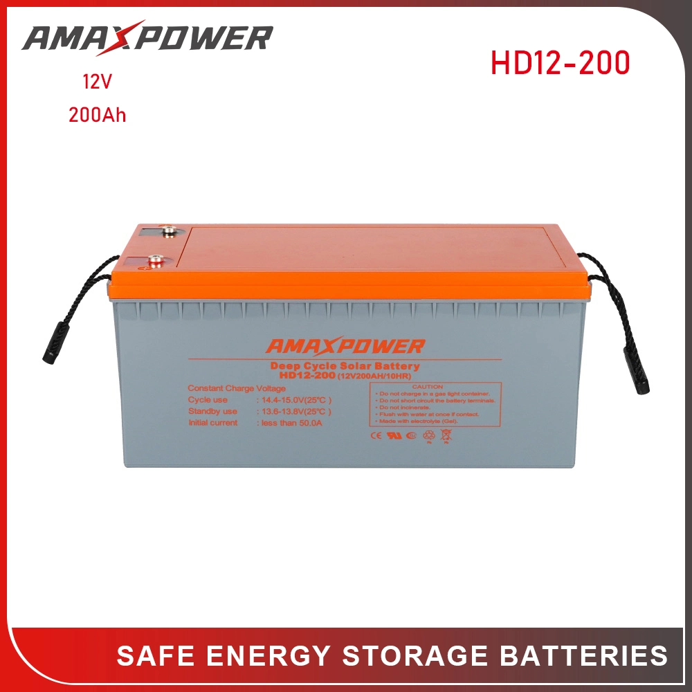 Batería recargable de plomo-ácido 12V 200AH RV y Marina baterías de gel de ciclo profundo para Solar/UPS