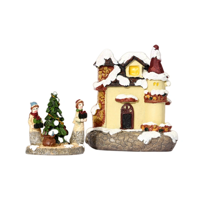 New Christmas Lighted Houses LED Christmas Village Warm Wood House Model