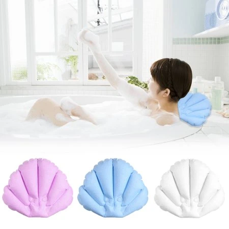 Felpa inflable con forma de concha Bañera almohada con ventosas