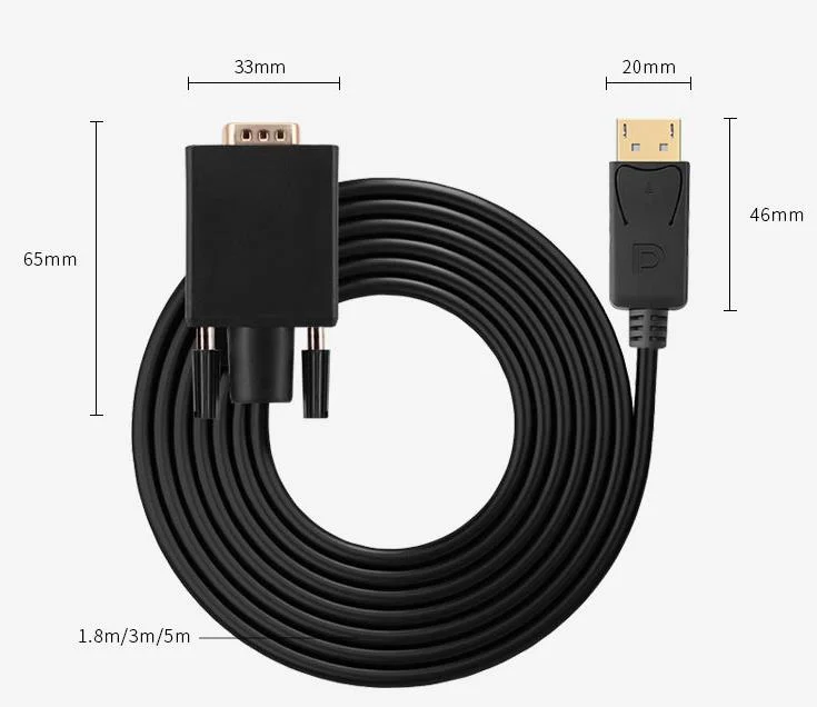 Cable adaptador DP a VGA cable DisplayPort a VGA para PC portátil TV