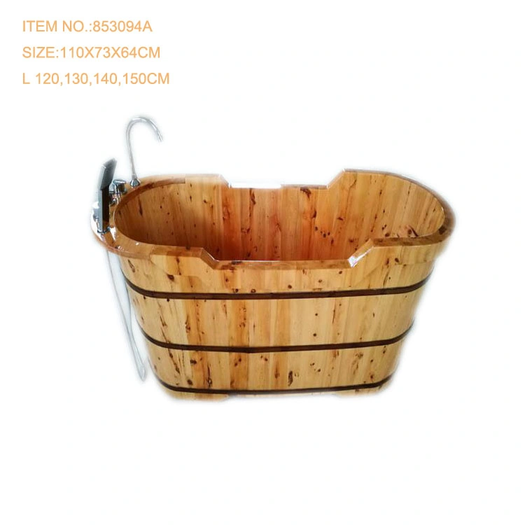 Cheap Freestanding Teak Solid Round Hinoki Chinese Cedar Small Bamboo Wooden Bathtub