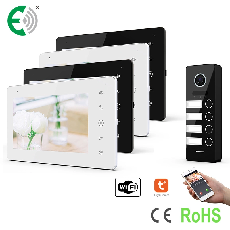 7" UTP/IP WiFi Video Doorphone for 4 Homes Intercom System