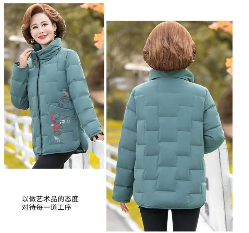 Mamá Middle-Aged invierno corto Down Jacket Middle-Aged mujeres y ancianos chaqueta