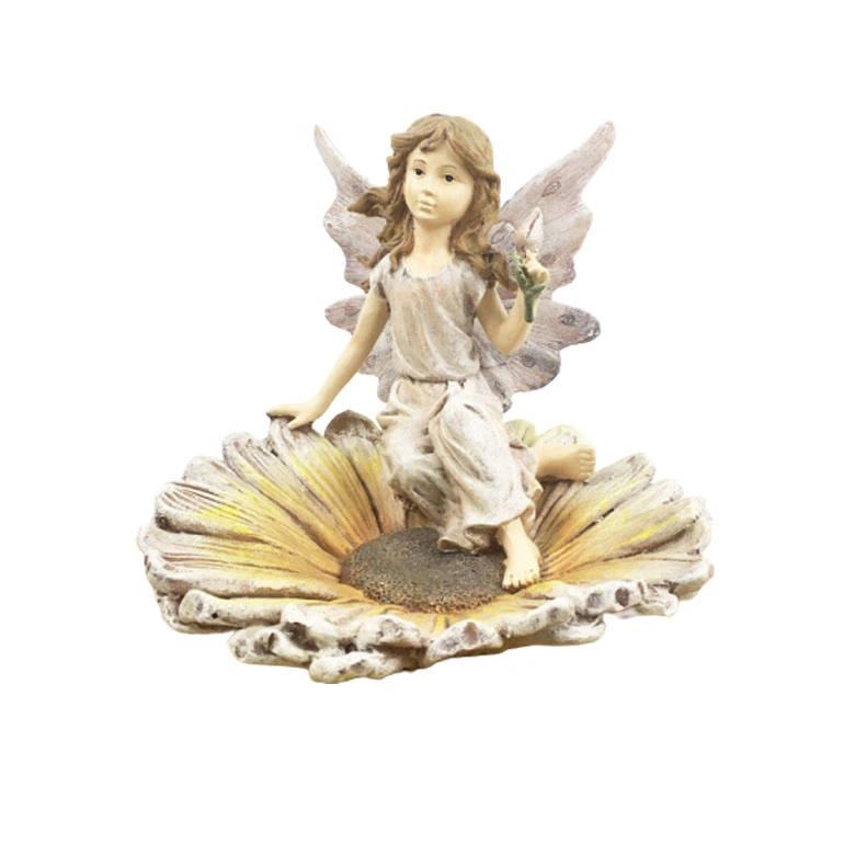 Outdoor Fairy Angel Welcome Garden Statue Bird Feeder Vintage Resin Plant Pot