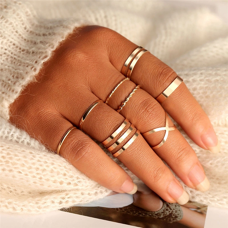 Original Design Round Hollow Geometric Rings Set for Women Fashion Ring