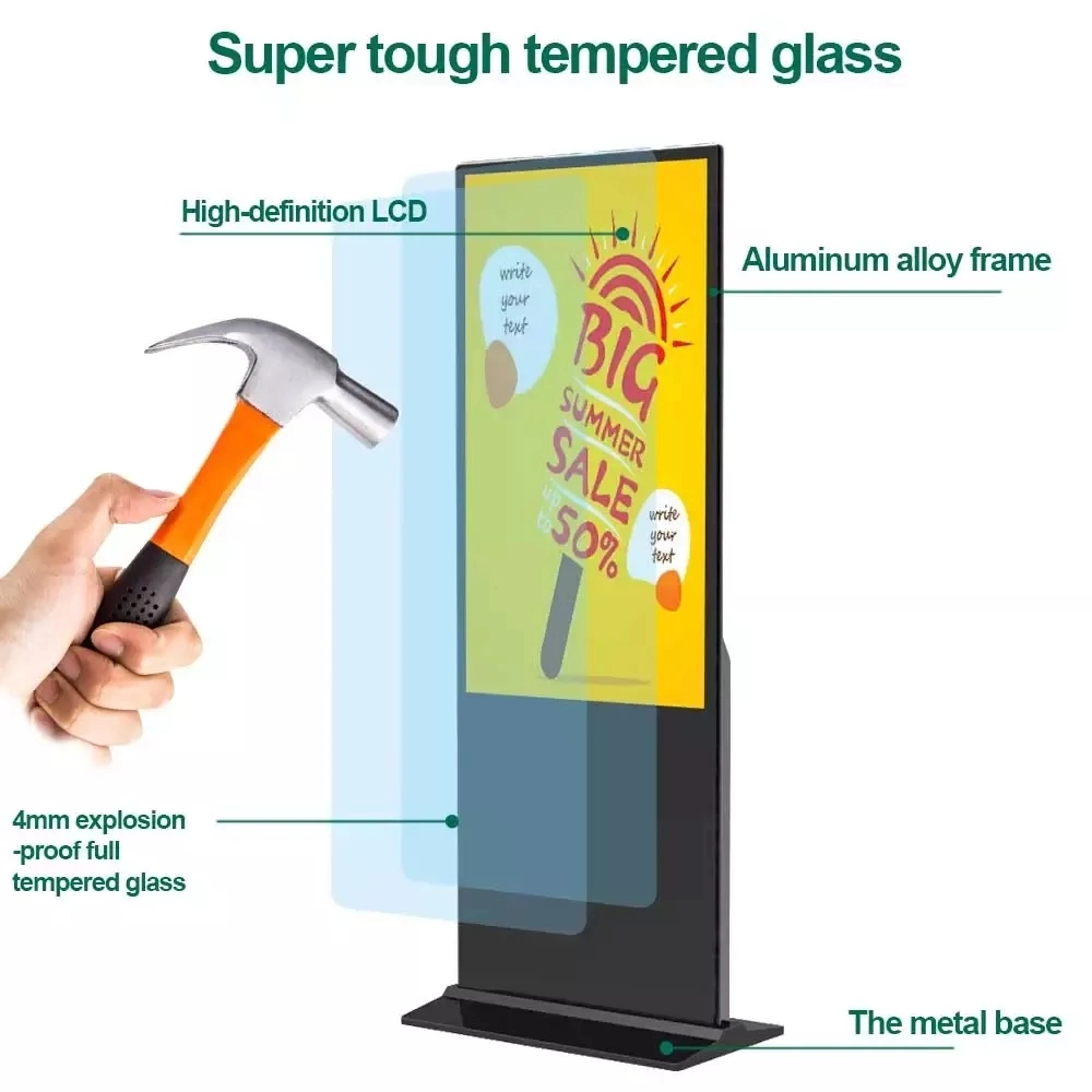 El soporte de suelo de la publicidad reproductor de medios quiosco de la pantalla LCD transparente OLED Monitor