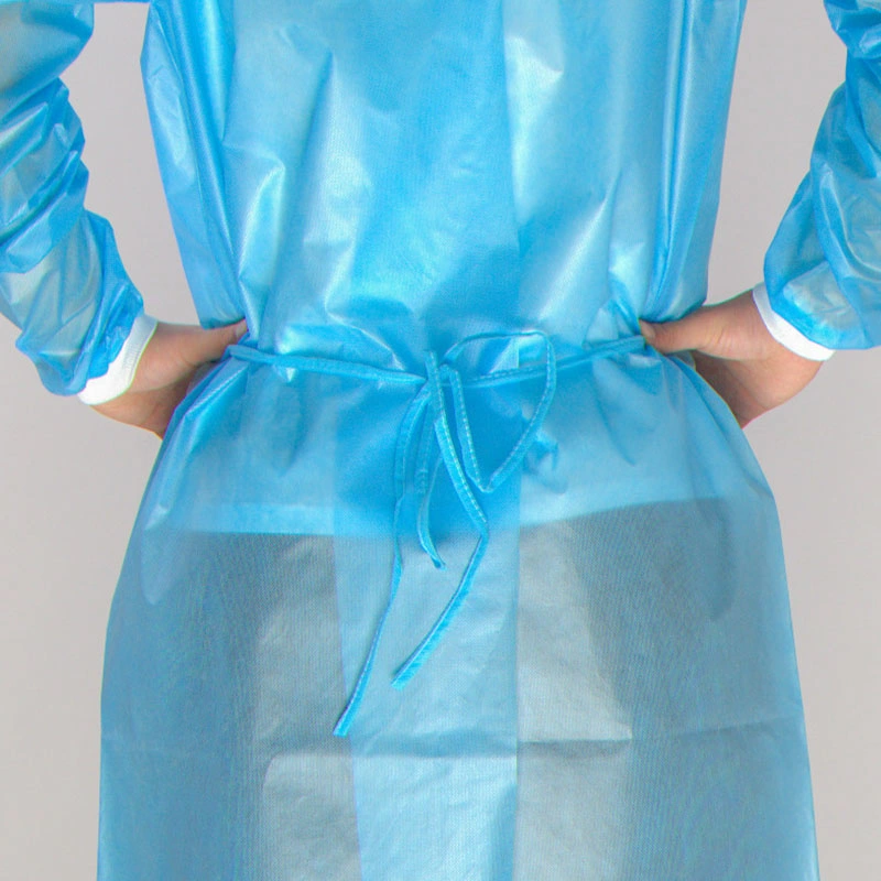 Disposable Gowns Isolation 35/50GSM PP PE Isolation Gown Waterproof Blue PPE Isolation Gown