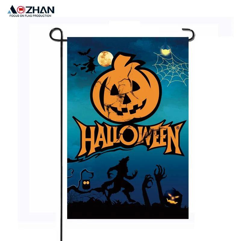 Wholesale/Supplier Pumpkin Ghost Witch Double Side Digital Printing Polyester Garden Flag for Home Yard Halloween Decoration