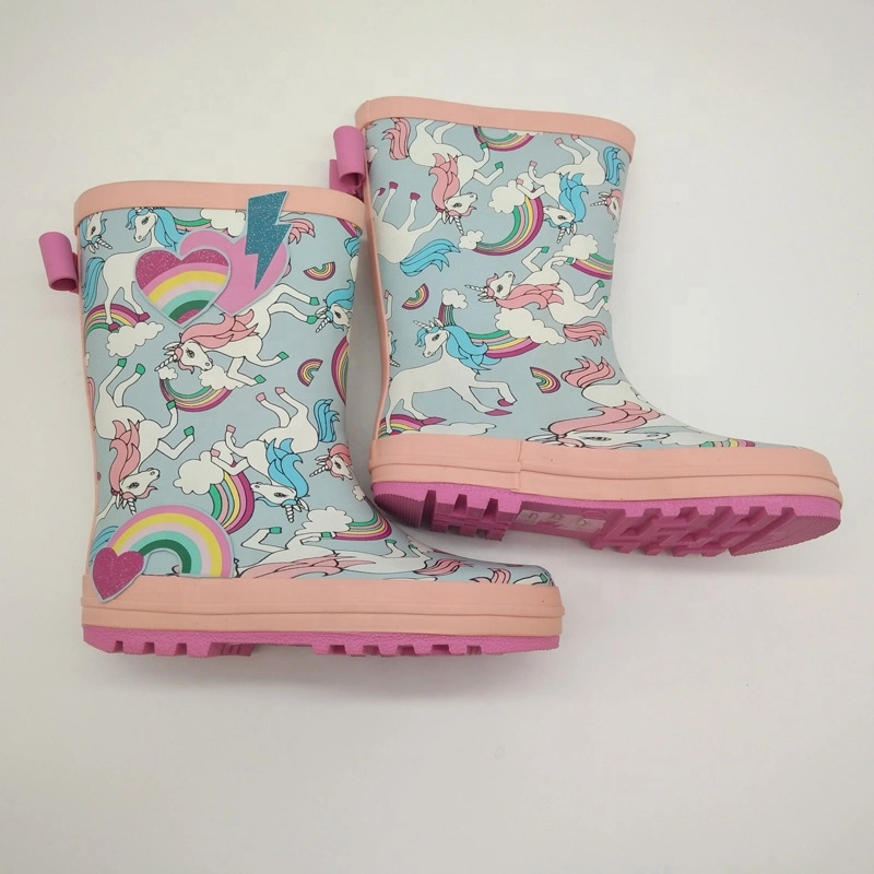 Unicorns Imprint Girls Pink Customized Design Your Own Gumboots Safety Cute Rainboots