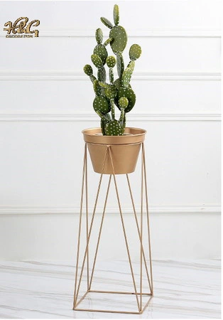 Gold Metal Planter Stand with Pot