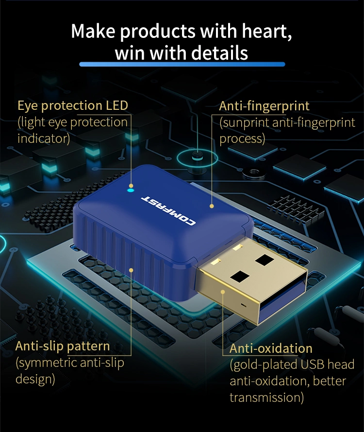 CF-726b Оптовая продажа 2,4 ГГц 650 Мбит/с беспроводной USB-адаптер Bluetooth 4.2 Беспроводной сетевой адаптер WiFi