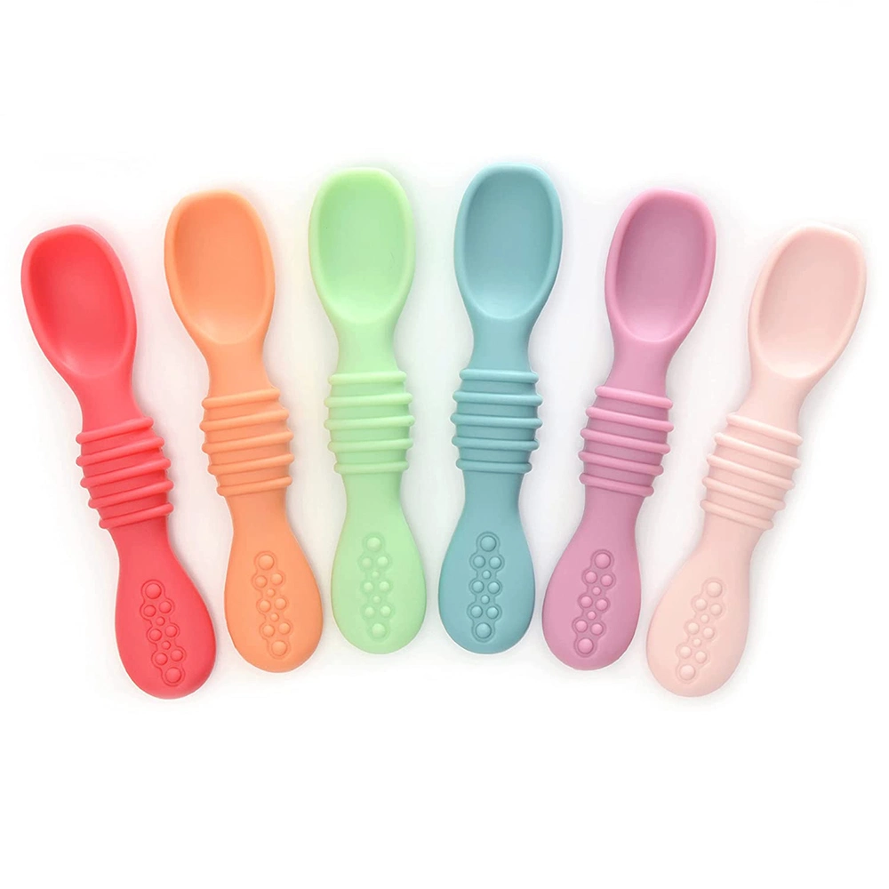 First Stage Toddler Utensils for Baby Feeding, Food Grade Soft Silicone Spoon