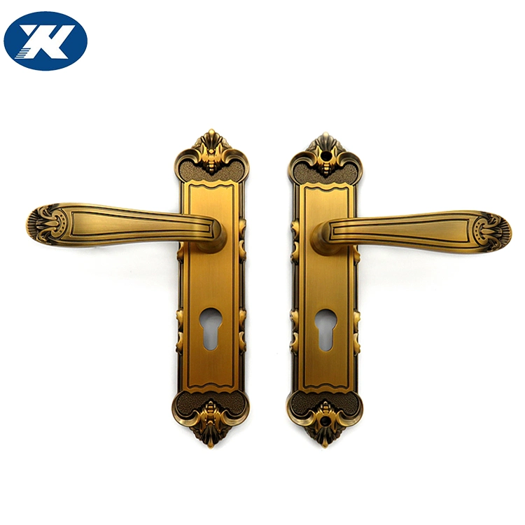 Luxurious Zinc Alloy Wooden Door Glass Door Aluminum Door Handle on Plate Antique Design Door Handle Lock Set