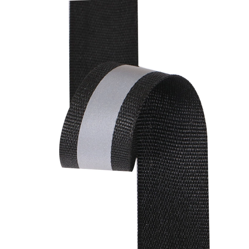 Großhandel/Lieferant Heavy Duty schwarz reflektierende Nylon-Gurtband Reflektierende Band für Sicherheitsbekleidung