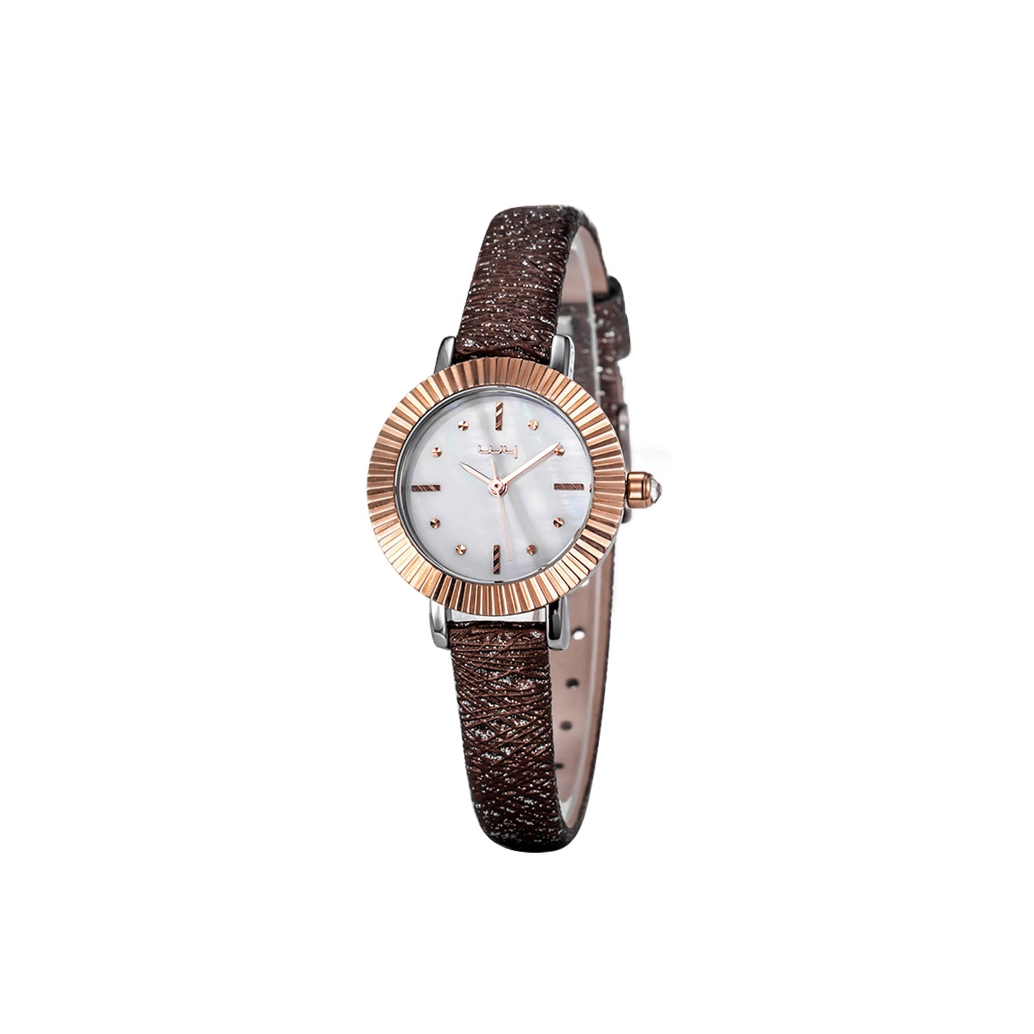 La qualité usine femme Quartz cadeau de cas en alliage de montres en cuir (WY-030A)