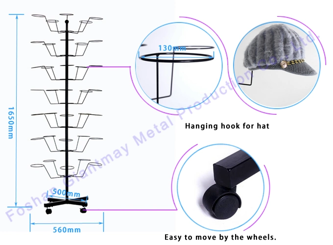 Wholesale/Supplier Metal Baseball Cap Display Hi Hat Case Holder Hat Stand